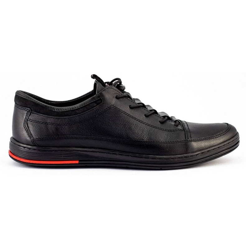 Polbut Black casual leather men's shoes K22