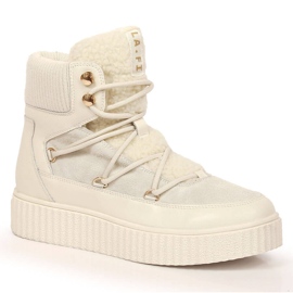 Leather lace-up boots on a light beige Laura La.Fi platform