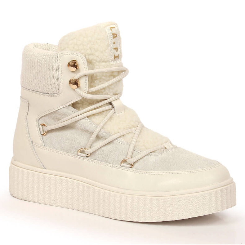 Leather lace-up boots on a light beige Laura La.Fi platform