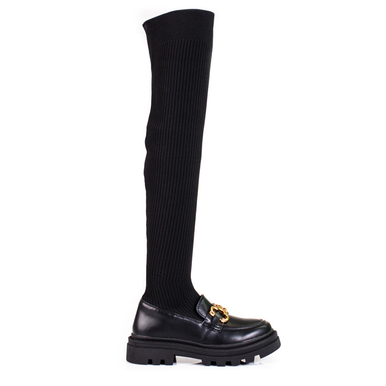 Black women's boots with elastic shaft Black women's boots with elastic shaft