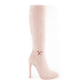 Women's beige boots on a stiletto heel Shelovet