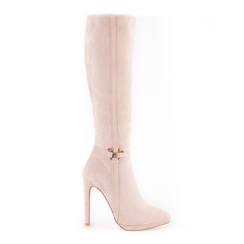 Women's beige boots on a stiletto heel Shelovet
