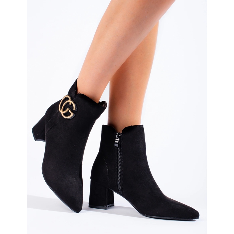 Suede high-heeled ankle boots black