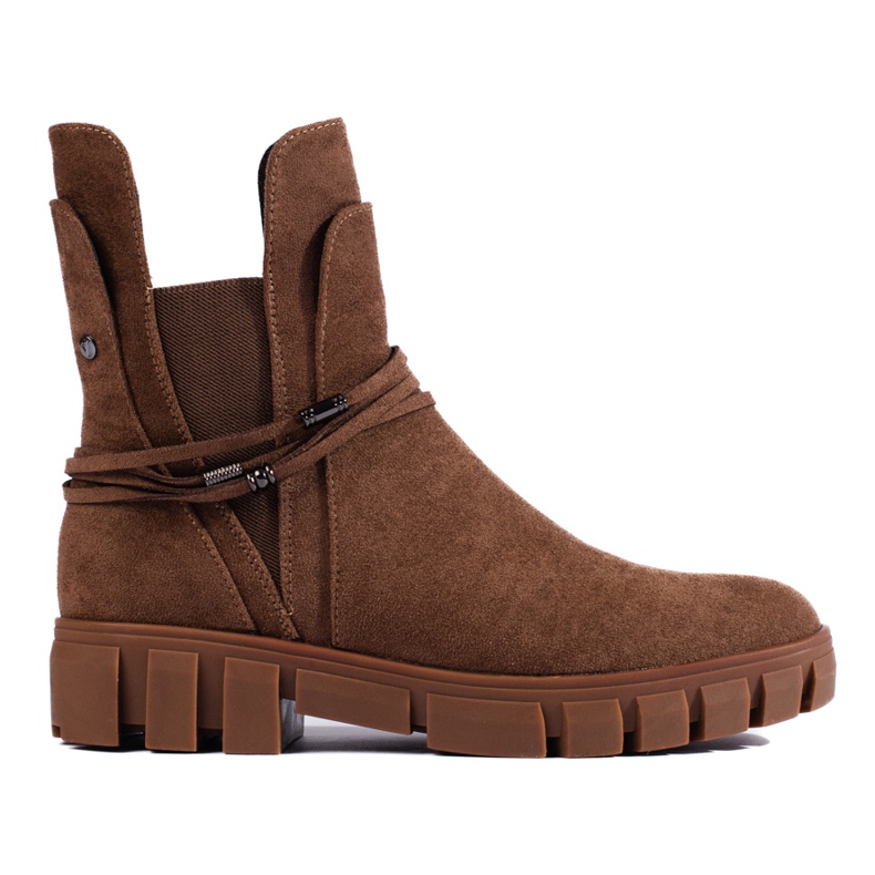 Ladies' brown Chelsea boots on the Vinceza platform made of ecological suede