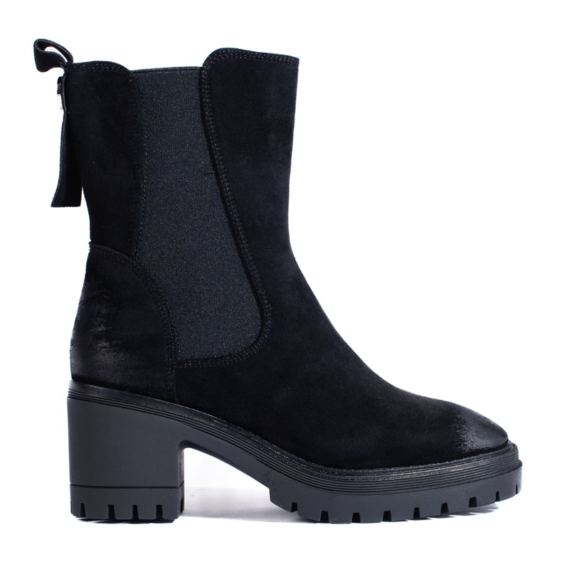 Ladies' black ankle boots with a high Vinceza upper