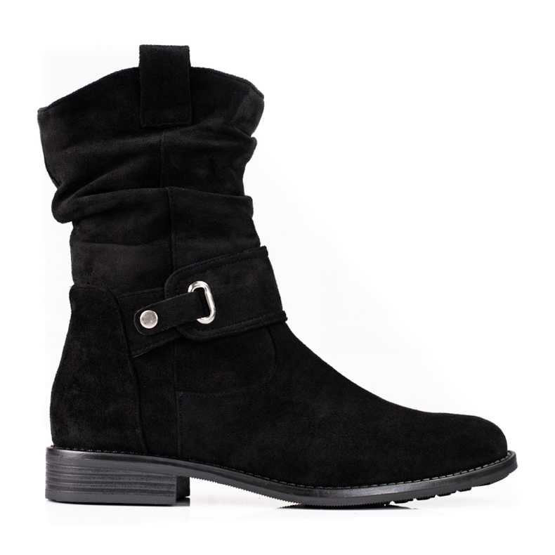 W. Potocki Black women's boots with a crinkled upper Potocki