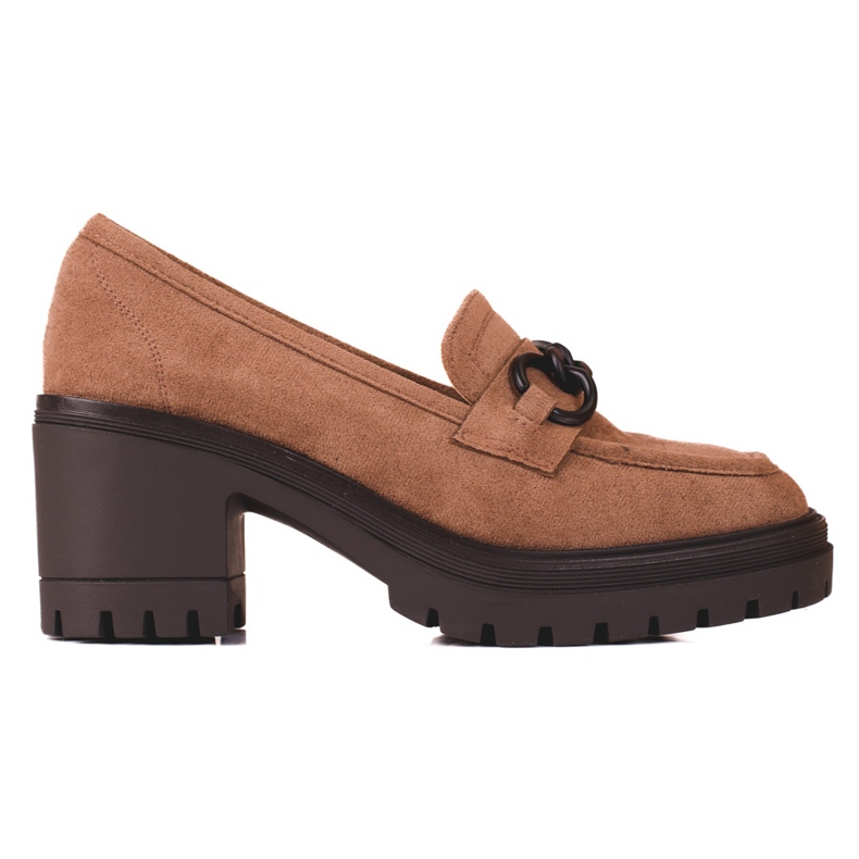 Brown Vinceza high-heeled women's loafers