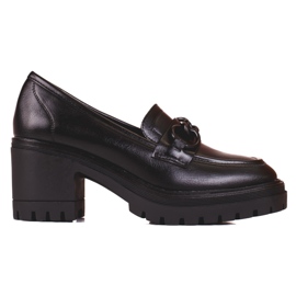 Black Vinceza high-heeled women's loafers