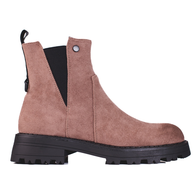 Brown women's Shelovet boots made of ecological suede
