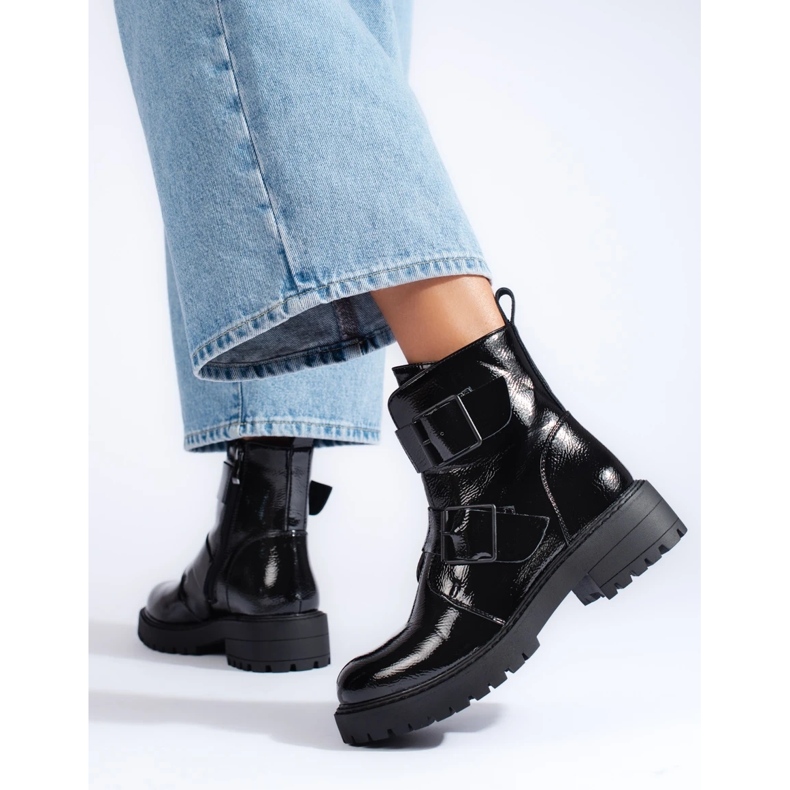 Black women's work trousers with buckles Black women's work trousers with buckles