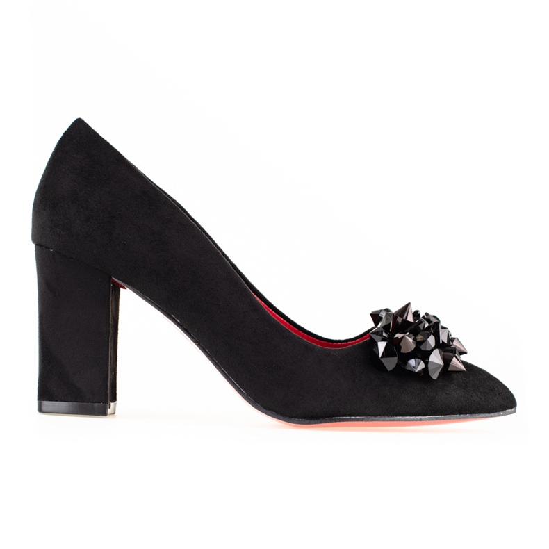 SHELOVET Women's suede pumps with embellishments black