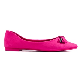 Suede ballerinas with a Shelovet bow pink