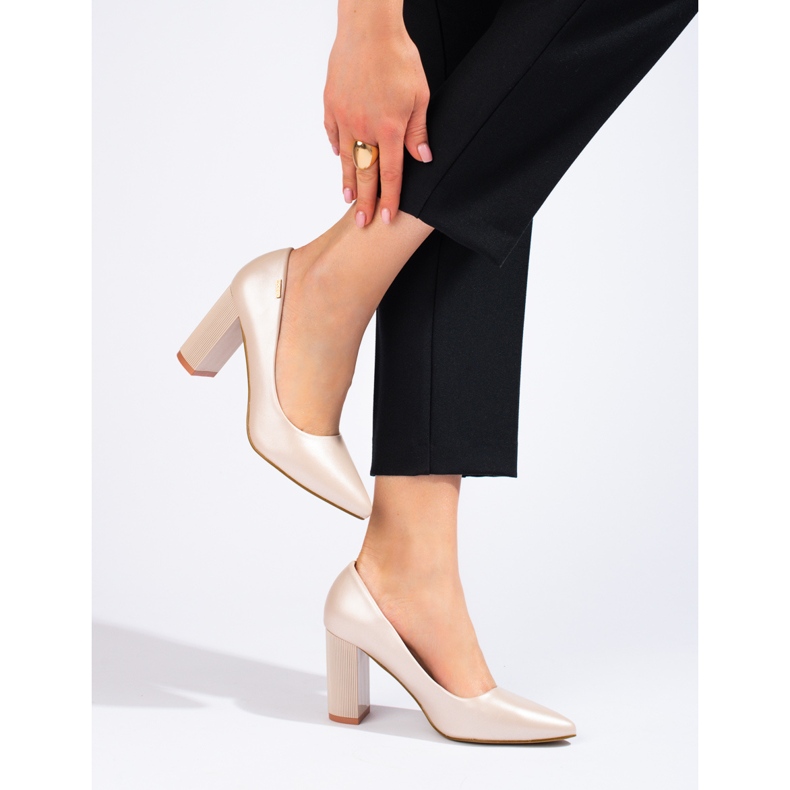 Women's pumps on the Shelovet pearly post brown Women's pumps on the Shelovet pearly post brown
