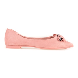 Suede ballerinas with a Shelovet bow pink