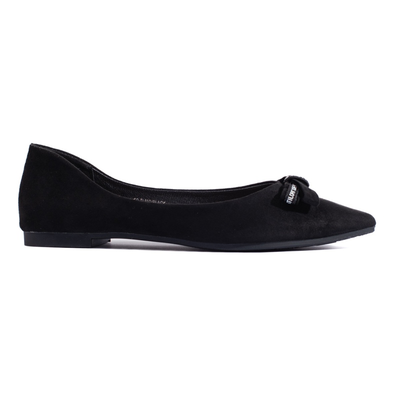Suede ballerinas with a Shelovet bow black