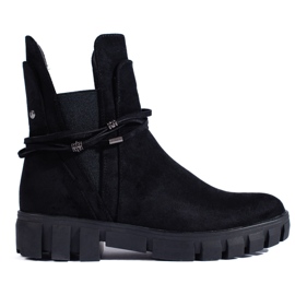Women's black Chelsea boots on the Vinceza platform made of ecological suede Women's black Chelsea boots on the Vinceza platform made of ecological suede