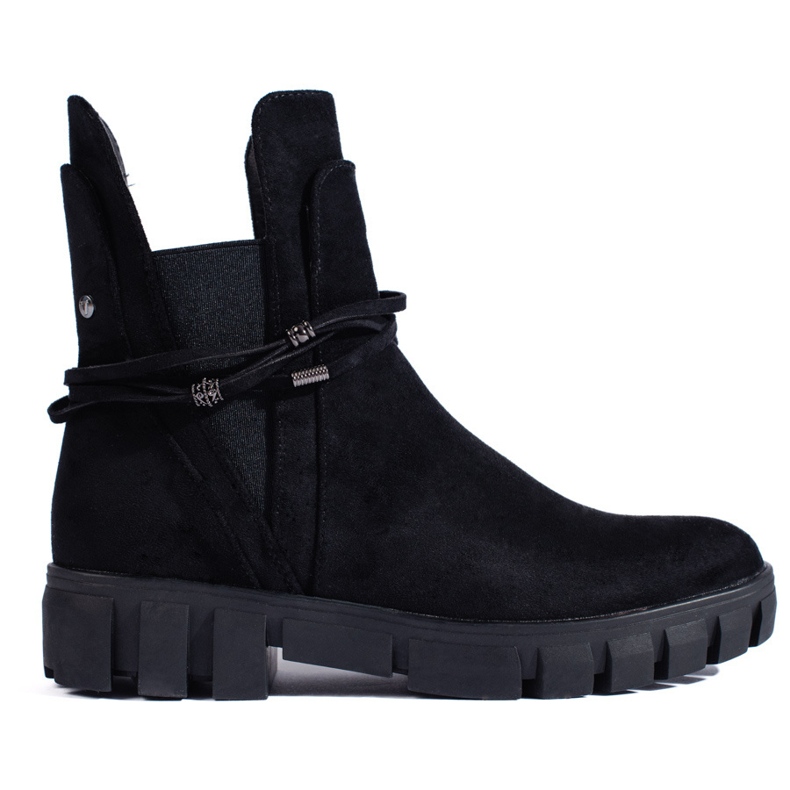 Women's black Chelsea boots on the Vinceza platform made of ecological suede
