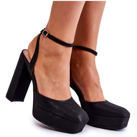 Women's Sandals Glitter On a Heel Black Rosel Women's Sandals Glitter On a Heel Black Rosel