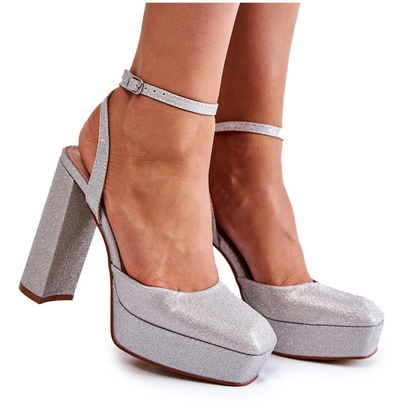 Women's Sandals Glitter On a Heel Silver Rosel