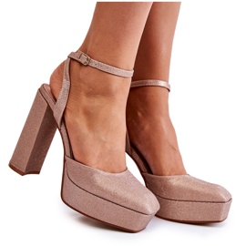 Women's Glitter Sandals On a Heel Gold Rosel golden Women's Glitter Sandals On a Heel Gold Rosel golden