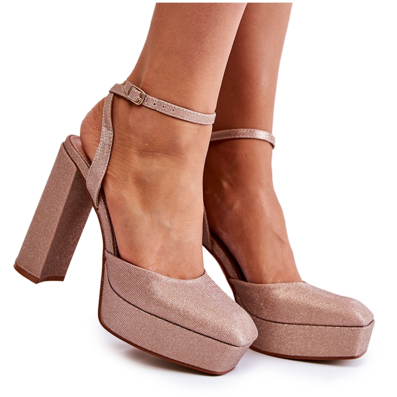 Women's Glitter Sandals On a Heel Gold Rosel golden Women's Glitter Sandals On a Heel Gold Rosel golden