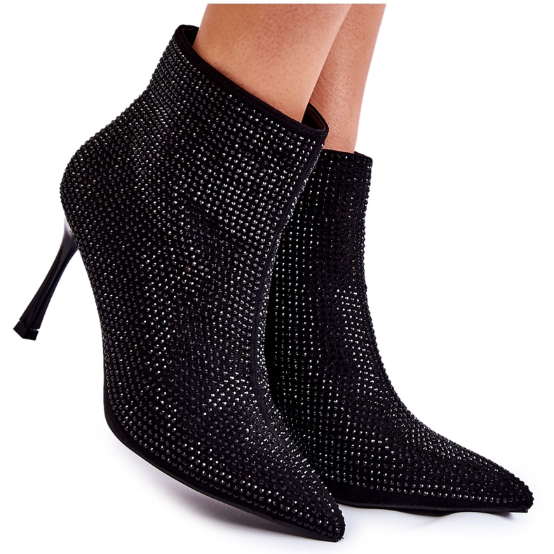 PS1 Women's Boots On A High Heel With Rhinestones Black Irma