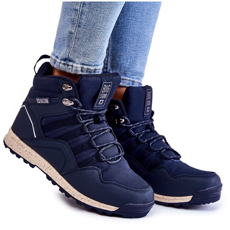 Women's High Trekking Shoes Big Star KK274611 Navy Blue Women's High Trekking Shoes Big Star KK274611 Navy Blue