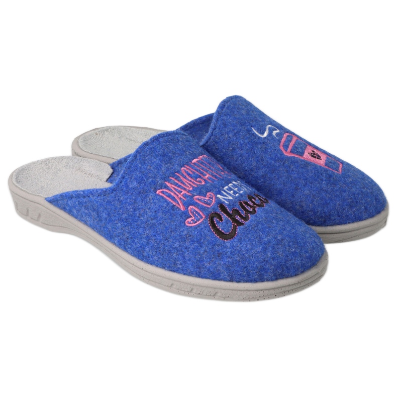 Befado children's slippers 707y429 blue with embroidery