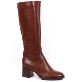 Women's brown boots on the post of warm brown Sergio Leone Women's brown boots on the post of warm brown Sergio Leone
