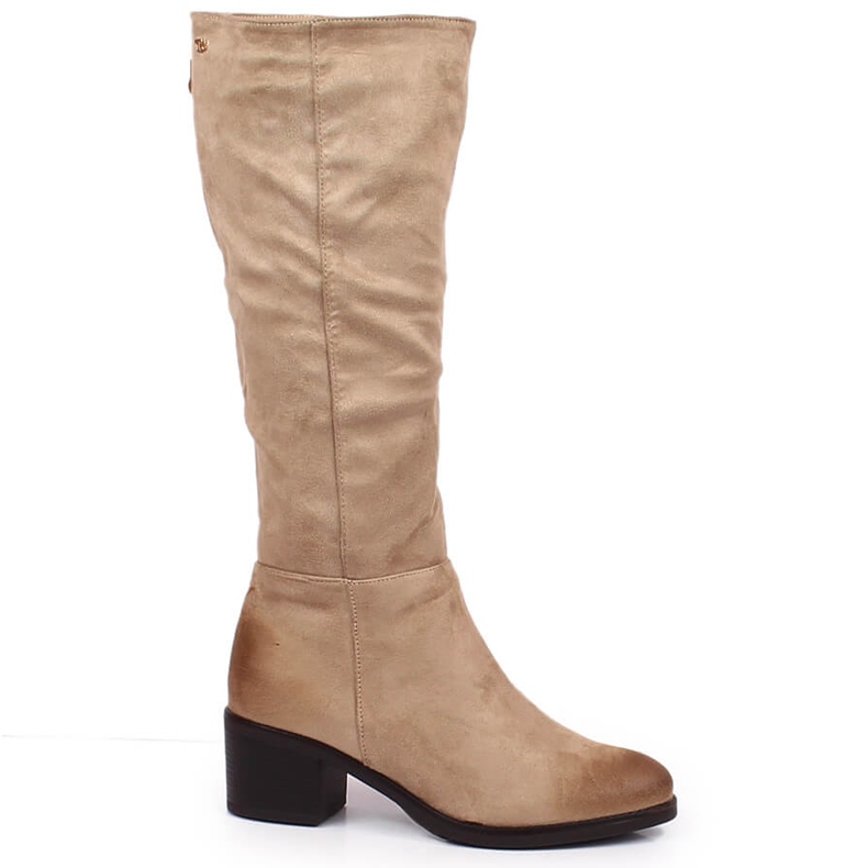 Beige suede high-heeled boots by T.Sokolski