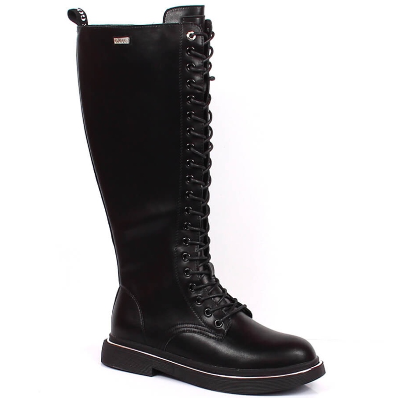 Leather boots for women insulated black Goe KK2N4046