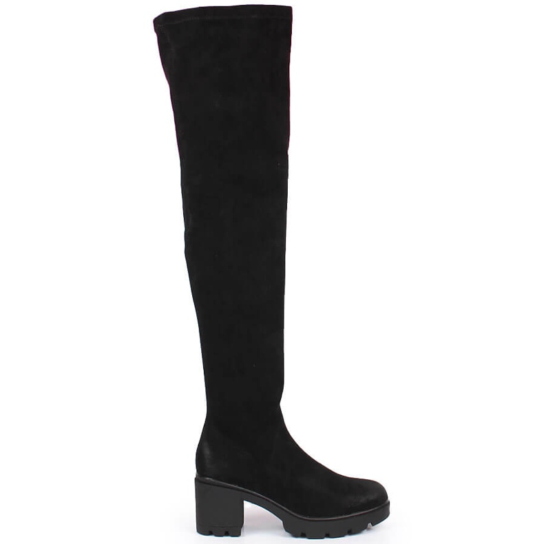 Black Boots on the post and platform over the knee, insulated black Laura La.Fi