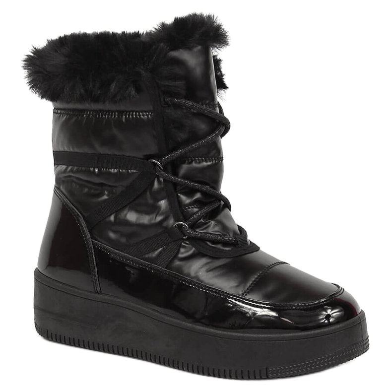 Women's platform snow boots with fur black NEWS