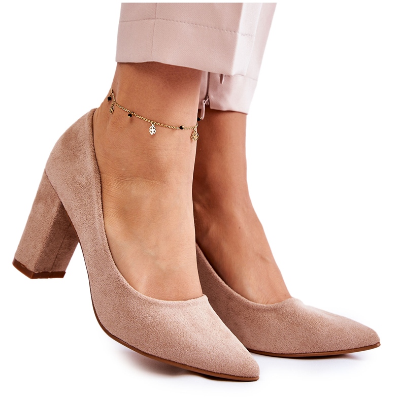 PS1 Classic Suede Pumps On A Pillar Dark Beige Kendra brown