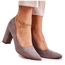 PS1 Classic Suede Pumps On A Gray Kendra Heel grey