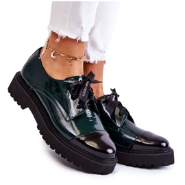 Lacquered Lace-up Shoes Laura Messi 2441 Green