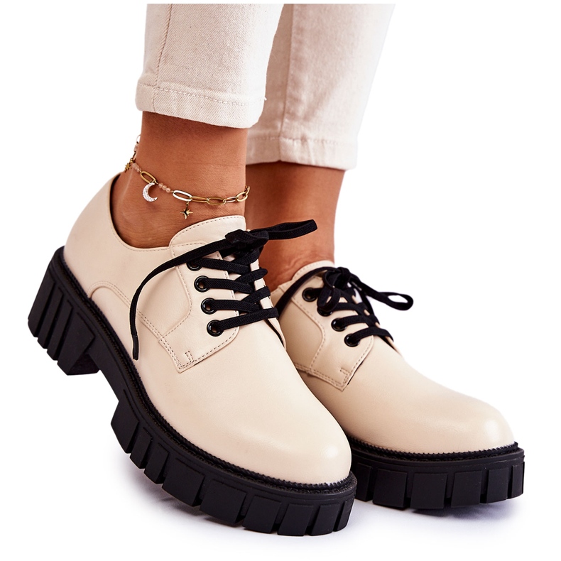 Fashionable Leather Shoes La.Fi 210013BE-PU Beige Fashionable Leather Shoes La.Fi 210013BE-PU Beige