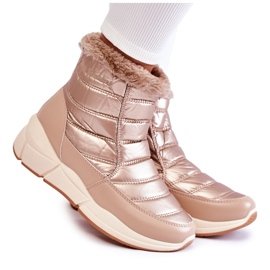 PE1 Women's Snow Boots With Zipper Gold-Beige Senia brown