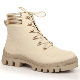 Women's boots on the platform Potocki insulated wol103b beige