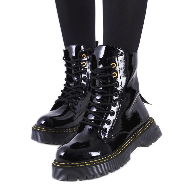 Black lacquered Ferreira boots
