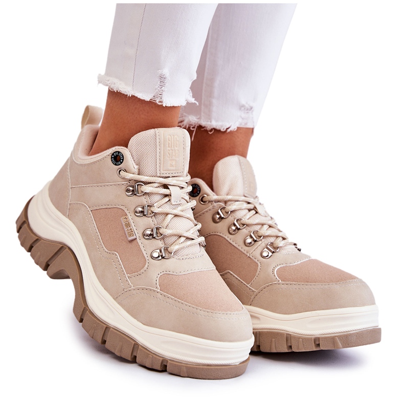 Women's Trekking Shoes Trappers Memory Foam Big Star Beige KK274363