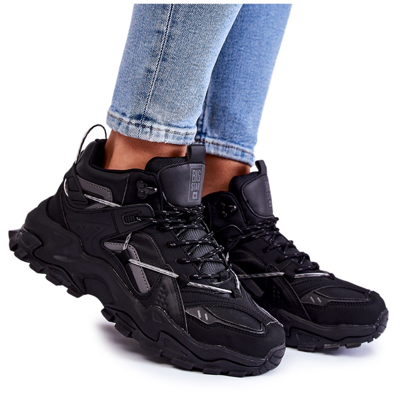 Women's sports shoes on a massive bottom Big Star KK274387 Black Women's sports shoes on a massive bottom Big Star KK274387 Black