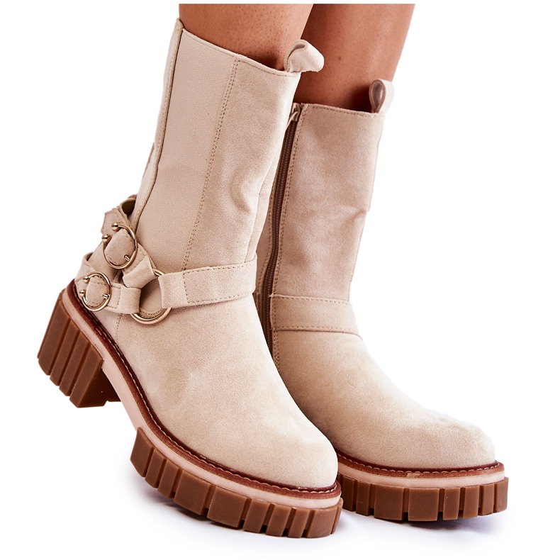 Women's Suede Warm Boots Workers Beige Brinnon