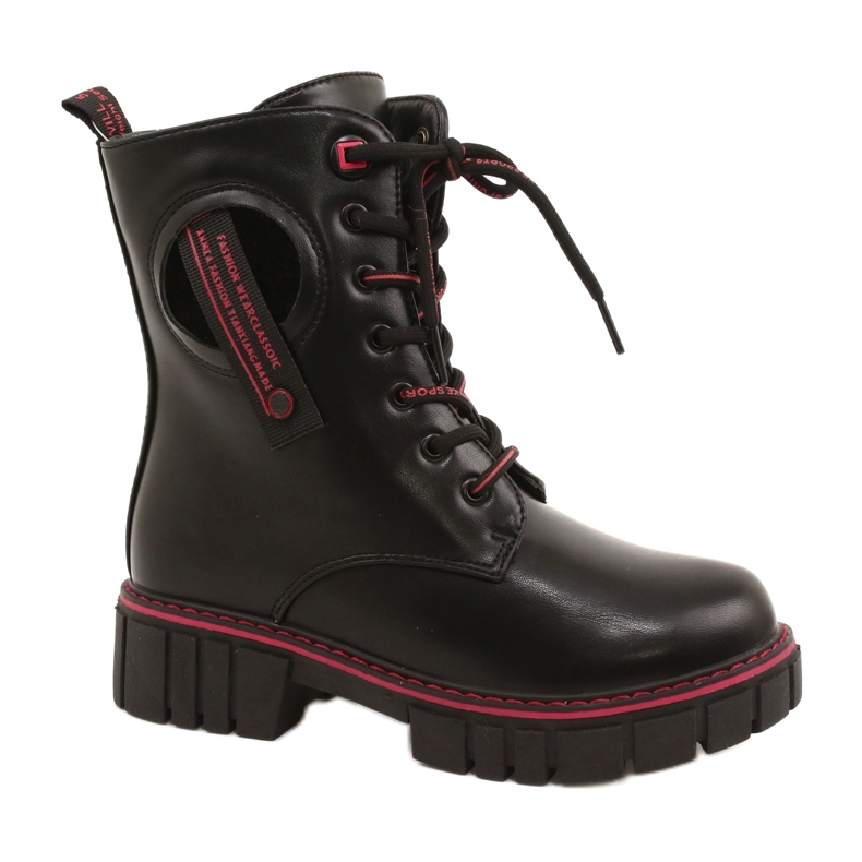 Women's boots for the Miss Evento 22Do23-5244 black and red zip