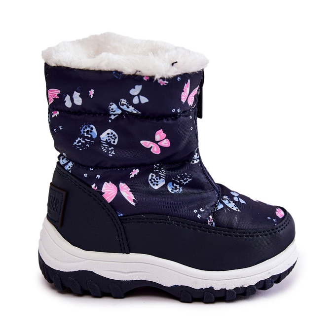 Children's Snow Boots On Zipper Big Star KK374236 Navy Blue