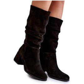 Women's Crinkled Suede Boots Black Alfra