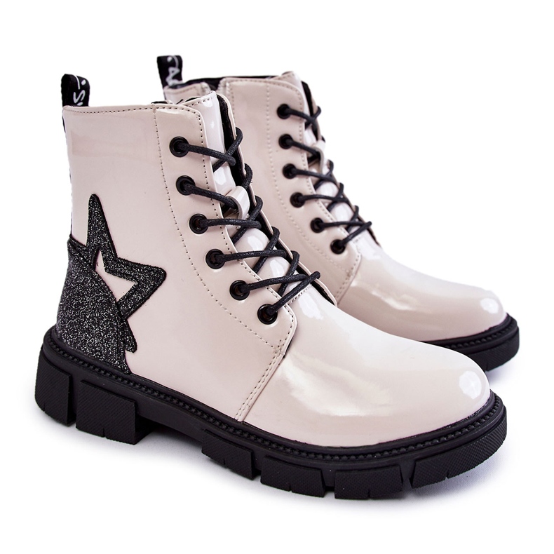 PE1 Children's Boots Lacquered With a Zipper White Yukko