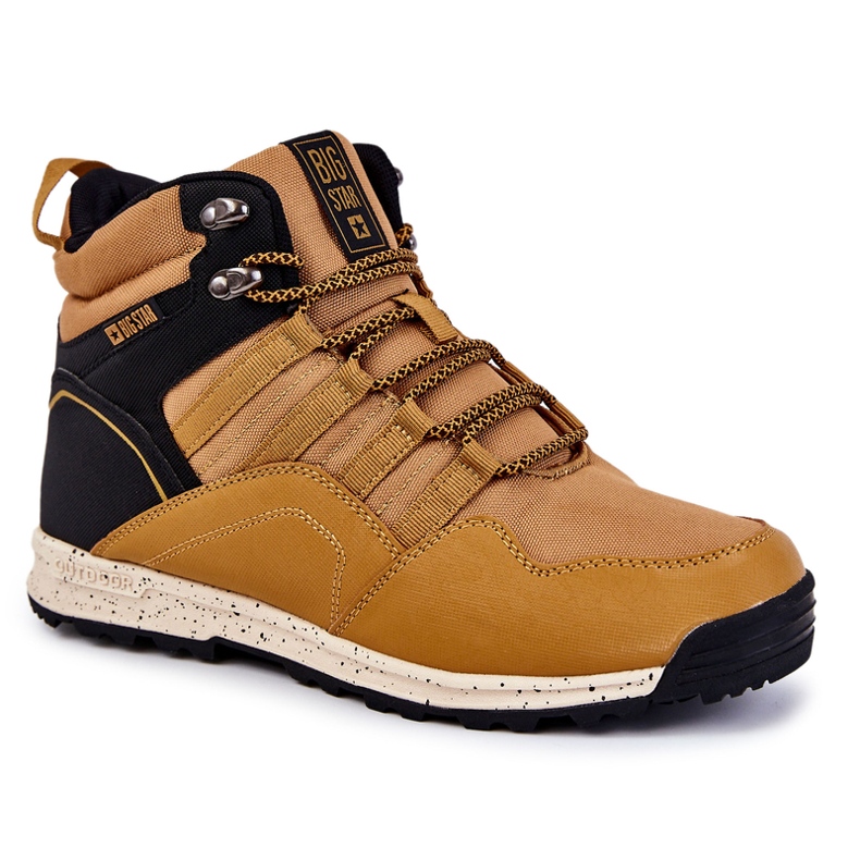 Women's High Trekking Shoes Big Star KK274609 Camel beige black yellow