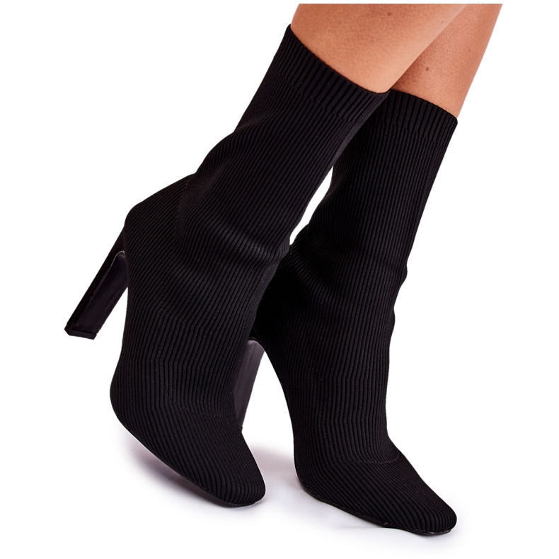 WS1 Women's High Boots With Heel Socks Black Nesi S1706