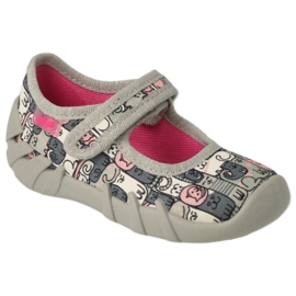 Befado children's slippers 109p261 gray-pink